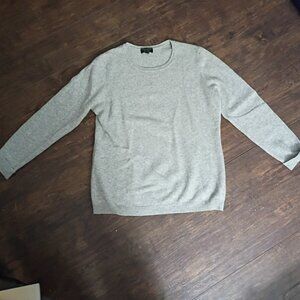 Charter Club Luxury Cashmere Sweater Womens L Gray  Polka Dot Soft Preppy